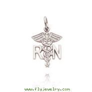 14K White Gold RN Caduceus Charm