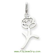 14K White Gold Rose Charm