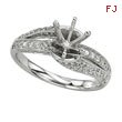 14K White Gold Round Diamonds Semi-Mount Ring