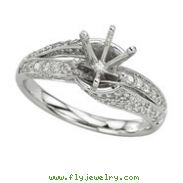 14K White Gold Round Diamonds Semi-Mount Ring