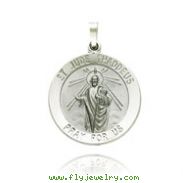 14K White Gold Round Saint Jude Medal