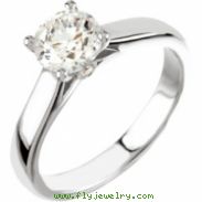 14K White Gold Round Solitaire Engagement Ring