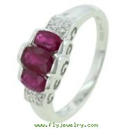 14K White Gold Ruby & Diamond Ring