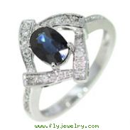 14K White Gold Sapphire & Diamond Ring