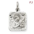 14K White Gold Satin & Diamond -Cut Angel Charm