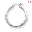 14K White Gold Satin & Diamond-Cut 2x25mm Round Hoop Earrings