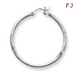 14K White Gold Satin & Diamond-Cut 2x40mm Round Hoop Earrings