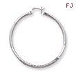 14K White Gold Satin & Diamond-Cut 2x45mm Round Hoop Earrings