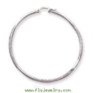 14K White Gold Satin & Diamond-Cut 2x55mm Round Hoop Earrings