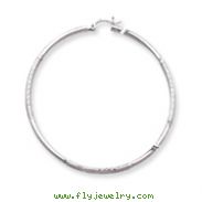 14K White Gold Satin & Diamond-Cut 2x60mm Round Hoop Earrings