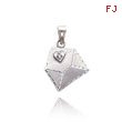 14K White Gold Satin & Diamond-Cut Envelope Pendant