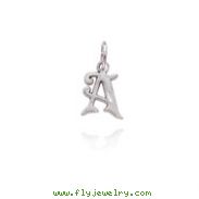 14K White Gold Satin & Diamond-Cut Initial "A" Charm