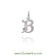 14K White Gold Satin & Diamond-Cut Initial "B" Pendant