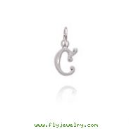 14K White Gold Satin & Diamond-Cut Initial "C" Pendant