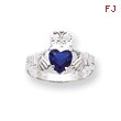 14K White Gold September Birthstone Claddagh Ring