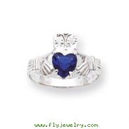 14K White Gold September Birthstone Claddagh Ring