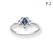 14K White Gold September Sapphire Birthstone Heart Ring