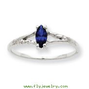 14K White Gold September Sapphire Birthstone Ring