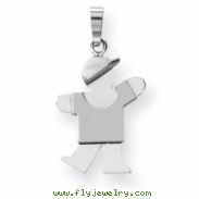 14k White Gold Small Boy with Hat on Left Engraveable Charm