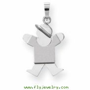 14k White Gold Small Boy with Hat on Right Engraveable Charm