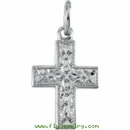 14K White Gold Small Cross Pendant