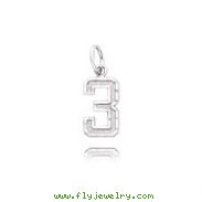 14K White Gold Small Diamond-Cut Number 3 Charm