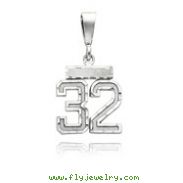 14K White Gold Small Diamond-Cut Number 32 Charm