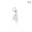 14K White Gold Small Diamond-Cut Number 4 Charm