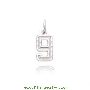 14K White Gold Small Diamond-Cut Number 9 Charm