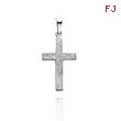 14K White Gold Small Floral Design Cross Pendant