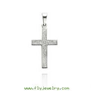 14K White Gold Small Floral Design Cross Pendant