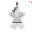 14k White Gold Small Girl with Bow on Left Engraveable Charm