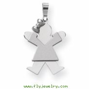 14k White Gold Small Girl with Bow on Left Engraveable Charm