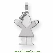 14k White Gold Small Girl with Bow on Left Engraveable Charm