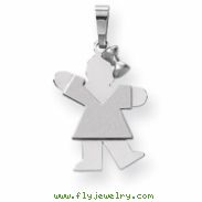 14k White Gold Small Girl with Bow on Right Engraveable Charm