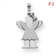 14k White Gold Small Girl with Bow on Right Engraveable Charm