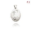 14K White Gold Small Oval-Shaped Floral Locket