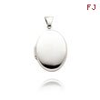 14K White Gold Small Oval-Shaped Plain Polished Locket