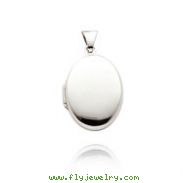 14K White Gold Small Oval-Shaped Plain Polished Locket