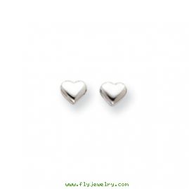 14k White Gold Small Puffed Heart Earrings