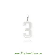 14K White Gold Small Satin Number 3 Charm