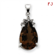 14k White Gold Smokey Quartz & Diamond Pendant