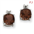 14k White Gold Smokey Quartz & Diamond Post Earrings