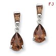 14K White Gold Smokey Quartz Dangle Post Earrings