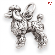 14k White Gold Solid 3-Dimensional Poodle Charm