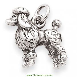 14k White Gold Solid 3-Dimensional Poodle Charm