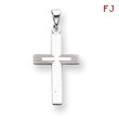 14K White Gold Solid Cross Pendant