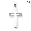 14K White Gold Solid Cross Pendant