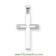 14K White Gold Solid Cross Pendant