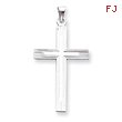 14K White Gold Solid Cross Pendant